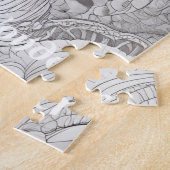 Schwarz-Weiß-Portrait Detaillierte Elefantenkunst Puzzle (Seite)