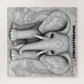 Schwarz-Weiß-Portrait Detaillierte Elefantenkunst Puzzle (Horizontal)