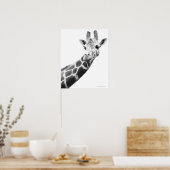 Schwarz-Weiß-Portrait einer Giraffe Poster (Küche)