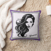 Schwarz-Weiß-Portrait-Kissen