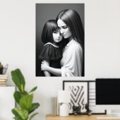 Schwarz-Weiß-Portrait Mutter und Tochter | Art der Poster (Heimbüro)