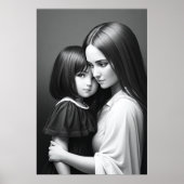 Schwarz-Weiß-Portrait Mutter und Tochter | Art der Poster (Vorne)