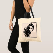Schwarz-Weiß-Portrait Tote-Tasche Tragetasche (Vorderseite (Produkt))