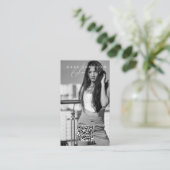 Schwarz-Weiß-Portrait-Vorlage für benutzerdefinier Visitenkarte (Stehend Vorderseite)