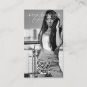 Schwarz-Weiß-Portrait-Vorlage für benutzerdefinier Visitenkarte (Vorderseite)