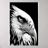 Schwarz-Weiß-Porträt eines Adlers | Art der AI Poster (Vorne)