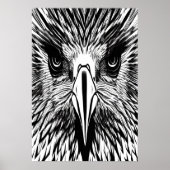 Schwarz-Weiß-Porträt eines Adlers | Art der AI Poster (Vorne)