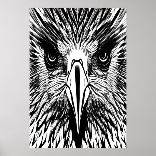 Schwarz-Weiß-Porträt eines Adlers | Art der AI Poster (Vorne)