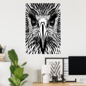 Schwarz-Weiß-Porträt eines Adlers | Art der AI Poster (Heimbüro)