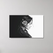 Schwarz-Weiß-Porträt schöner Frauenkunst Leinwanddruck (Vorderseite)