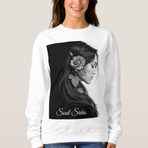 Schwarz-Weiß-Porträt schöner Frauenkunst Sweatshirt