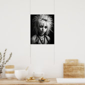 Schwarz-Weiß-Poster einer jungen Punk-Frau Poster (Küche)