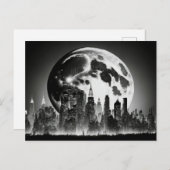 Schwarz-Weiß-Postkarte eines Vollmonds und einer S Postkarte (Vorne/Hinten)