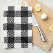 Schwarz-Weiß-Preppy-Buffalo-Karo Kariert Handtuch (Viertel Falte)