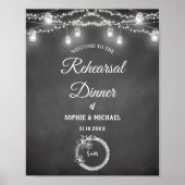 Schwarz Weiß Probeessen String Lights Poster (Vorne)