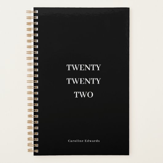 Schwarz-Weiß-Produktivitätsplaner 2022 Planer (Vorderseite)