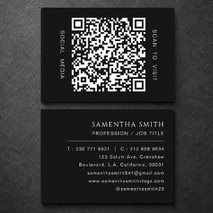 Schwarz-Weiß Professionell Minimales QR-Code  Visitenkarte
