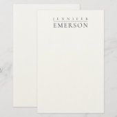 Schwarz weiß professionell minimalistisches modern briefpapier (Vorne/Hinten)