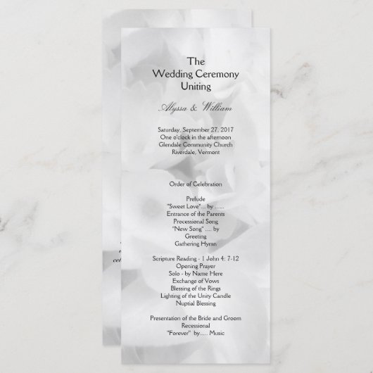 Schwarz-Weiß-Programm für erschwingliche Hochzeite Programm (Vorne/Hinten)