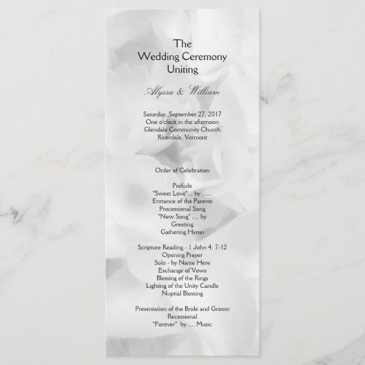 Schwarz-Weiß-Programm für erschwingliche Hochzeite Programm (Vorderseite)