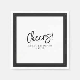 Schwarz & Weiß Prost Hochzeits Toast Cocktail Serviette