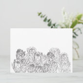 Schwarz-Weiß-Protea Sketch Bouquet Einladung (Stehend Vorderseite)