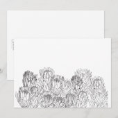 Schwarz-Weiß-Protea Sketch Bouquet Einladung (Vorne/Hinten)