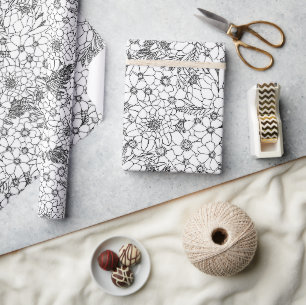 Schwarz-Weiß-Protea-Wildblume Geschenkpapier