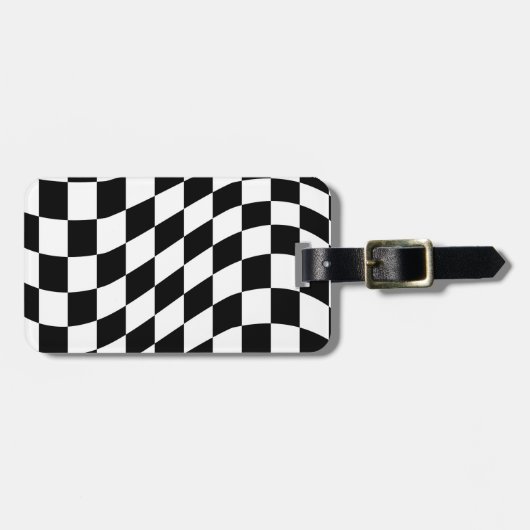 Schwarz-Weiß-Prüfbrett-Muster Gepäckmarke Gepäckanhänger (Vorderseite horizontal)