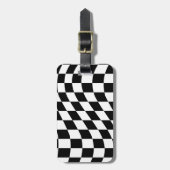 Schwarz-Weiß-Prüfbrett-Muster Gepäckmarke Gepäckanhänger (Vorderseite vertikal)