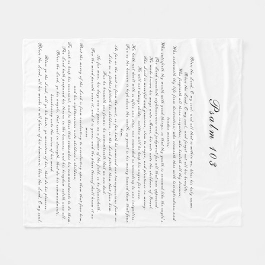 Schwarz-Weiß-Psalm 103 Schrift Moderner Text Fleecedecke (Vorderseite (Horizontal))