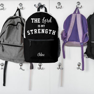 Schwarz-Weiß-Psalm 28:7 Der Herr ist Meine Stärke Bedruckter Rucksack