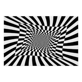 Schwarz-Weiß-Psychedelic-Schachbrett Poster