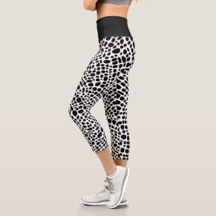 Schwarz-Weiß-Psychedelic-Skin-Muster Capri Leggings