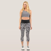 Schwarz-Weiß-Psychedelic-Skin-Muster Capri Leggings (Vorderseite)