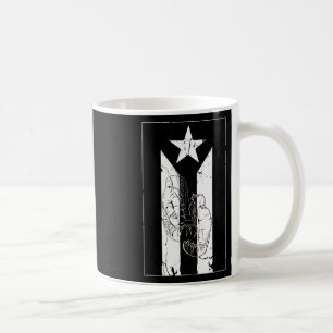 Schwarz-Weiß-Puerto-Ricofahne mit Boxhandschuh Kaffeetasse