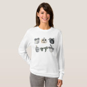 Schwarz-weiß Pumpkin Coquette Bow Halloween T-Shirt (Vorne ganz)