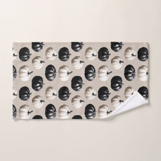 Schwarz-Weiß-Pumpkin-Falldesign Badhandtuch Set (Handtuch)