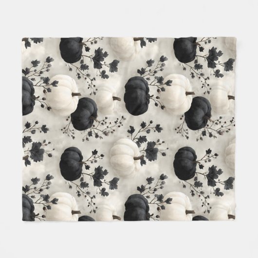 Schwarz-Weiß-Pumpkin-Falldesign Fleecedecke (Vorderseite (Horizontal))