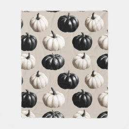 Schwarz-Weiß-Pumpkin-Falldesign Fleecedecke