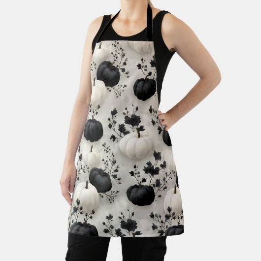 Schwarz-Weiß-Pumpkin-Falldesign Schürze (InSitu)