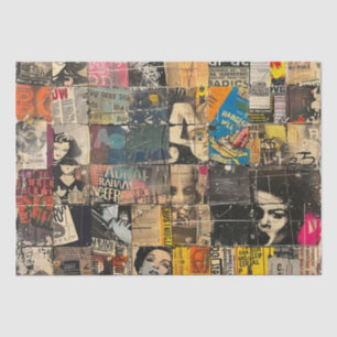 Schwarz-Weiß-Punk-Rock-Comic-Collage-Raster Seidenpapier