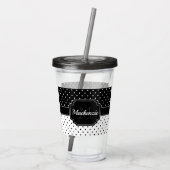 Schwarz-Weiß-Punkte Acryltrinkbecher (Rückseite)
