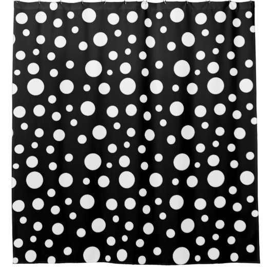 Schwarz-Weiß-Punkte Duschvorhang (Vorderseite)