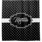 Schwarz-Weiß-Punkte Duschvorhang (Vorderseite)