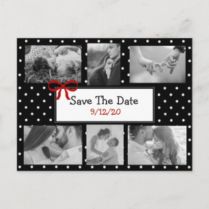 Schwarz-Weiß-Punkte-Foto-Save-the-Date-Postkarte Ankündigungspostkarte