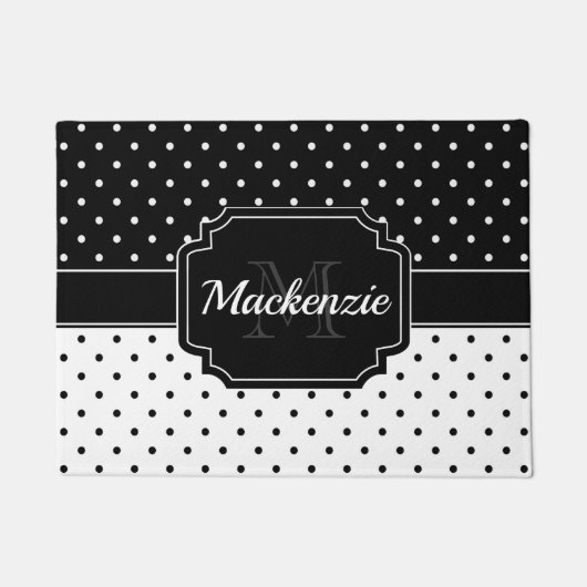 Schwarz-Weiß-Punkte Fußmatte (Vorderseite)