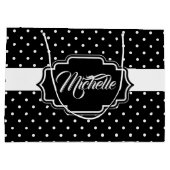Schwarz-Weiß-Punkte Große Geschenktüte (Rückseite)