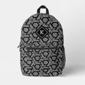 Schwarz-Weiß-Punkte in einem geometrischen Muster Bedruckter Rucksack (Vorderseite)