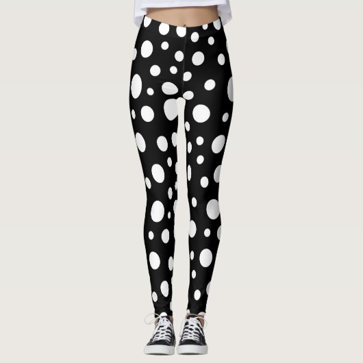 Schwarz-Weiß-Punkte Leggings (Vorderseite)
